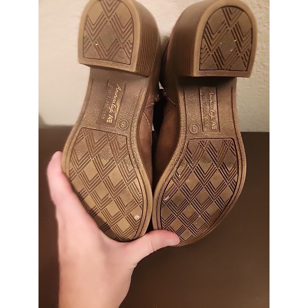 Women's American Eagle Outfitters Brown Ankle Boots Size 8 - Casual Side Zip Boo - Picture 6 of 7